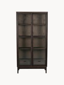 Armoire vitrée en chêne avec portes coulissantes Hazelton, Bois de chêne, larg. 100 x haut. 203 cm