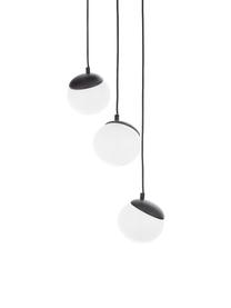 Suspension 3 lampes Sfera, Noir, blanc opalescent