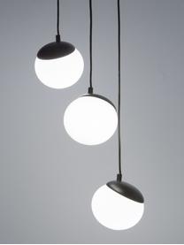 Suspension 3 lampes Sfera, Noir, blanc opalescent