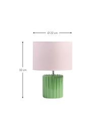 Lampada da tavolo piccola in gres Charlotte, Paralume: cotone, Base della lampada: gres, Rosa chiaro, verde, Ø 22 x Alt. 32 cm