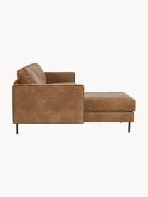 Ecksofa Hunter aus recyceltem Leder, Bezug: 70% recyceltes Leder, 30%, Gestell: Massives Kiefernholz, hoc, Leder Braun, B 264 x T 154 cm, Eckteil links