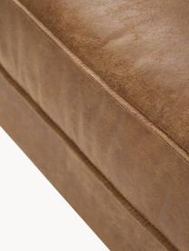 Sofa narożna ze skóry z recyklingu Hunter, Tapicerka: 70% skóra z recyklingu, 3, Stelaż: lite drewno sosnowe, płyt, Nogi: metal malowany proszkowo , Brązowa skóra, S 264 x G 154 cm, lewostronna