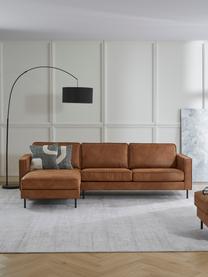 Ecksofa Hunter aus recyceltem Leder, Bezug: 70% recyceltes Leder, 30%, Gestell: Massives Kiefernholz, hoc, Füße: Metall, pulverbeschichtet, Leder Braun, B 264 x T 154 cm, Eckteil links