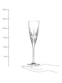 Copas flauta de champán de cristal con relieve Chic, 6 uds., Cristal Luxion, Transparente, Ø 6 x Al 24 cm, 150 ml