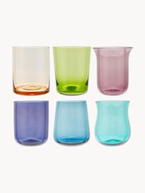 Verres à eau soufflés bouche Diseguale, 6 élém., Verre, soufflé bouche, Multicolore, Ø 8 x haut. 10 cm, 200 ml