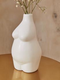 Design-Vase Elora aus Steingut, H 18 cm, Steingut, Weiß, B 10 x H 18 cm