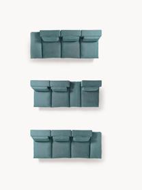 Canapé 3 places modulable XL avec pouf Felix, Tissu vert turquoise, larg. 360 x prof. 140 cm