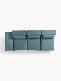 Modulares XL-Sofa Felix (3-Sitzer) mit Hocker, Bezug: 100 % Polyester Der strap, Gestell: Massives Kiefern- und Fic, Füße: Kunststoff Dieses Produkt, Webstoff Türkisgrün, B 360 x T 140 cm