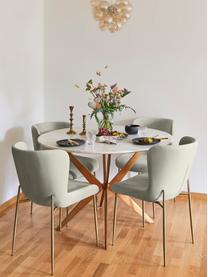 Krzesło tapicerowane z aksamitu Tess, Tapicerka: aksamit (poliester) Dzięk, Nogi: metal malowany proszkowo, Srebrnoszary aksamit, S 49 x W 84 cm