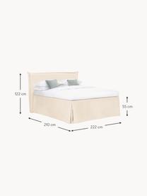 Premium boxspringbed Violet, Matras: 5-zones pocketvering, Poten: massief gelakt berkenhout, Geweven stof crèmewit, B 140 x L 200 cm, hardheidsgraad H2