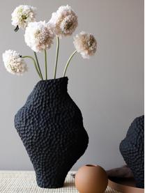 Vase design de forme organique Isla, haut. 32 cm, Céramique, Noir, larg. 22 x prof. 32 cm