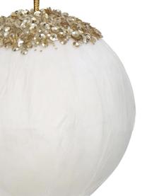 Adornos navideños Feather Ball, 2 uds., Plumas, Blanco, dorado, Ø 8 cm