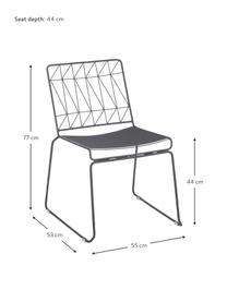 Stolička na balkón Bueno, Potiahnutý kov, Sivá, Š 55 , V 77 cm