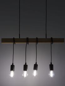 Hanglamp Townshend van hout, Baldakijn: gelakt staal, Zwart, rubberhout, B 70 x H 25 cm