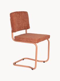 Cantilever stoel Kink, 2 stuks, Bekleding: teddyvacht (nylon, polyes, Frame: gecoat aluminium, Terracotta teddyvacht, perzik, B 48 x D 50 cm