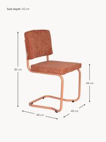 Cantilever stoel Kink, 2 stuks, Bekleding: teddyvacht (nylon, polyes, Frame: gecoat aluminium, Terracotta teddyvacht, perzik, B 48 x D 50 cm