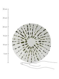 Handbemalter Suppenteller Sparks mit Pinselstrich-Dekor, Steingut, Weiß, Grün, Ø 22 cm