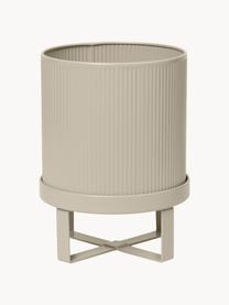 Vaso con superficie millerighe Bau, alt. 24 cm, Acciaio verniciato a polvere, Beige chiaro, Ø 18 x Alt. 24 cm