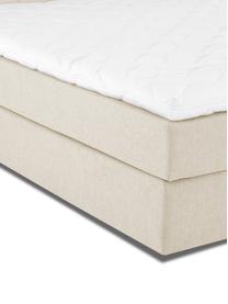 Premium Boxspringbett Lacey in Beige, Matratze: 7-Zonen-Taschenfederkern , Füße: Massives Buchenholz, lack, Webstoff Beige, 160 x 200 cm