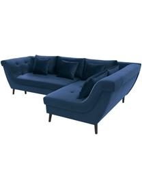 Sofa narożna z funkcją spania z aksamitu Real, Tapicerka: 100% aksamit poliestrowy, Nogi: metal lakierowany, Granatowy, S 296 x G 172 cm