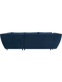 Sofa narożna z funkcją spania z aksamitu Real, Tapicerka: 100% aksamit poliestrowy, Nogi: metal lakierowany, Granatowy, S 296 x G 172 cm