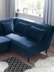 Sofa narożna z funkcją spania z aksamitu Real, Tapicerka: 100% aksamit poliestrowy, Nogi: metal lakierowany, Granatowy, S 296 x G 172 cm