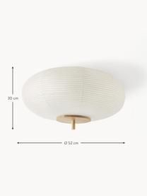 Dizajnová stropná lampa z ryžového papiera Misaki, Biela, svetlé drevo, Ø 52 x V 30 cm