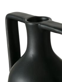 Handgefertigte Steingut-Vase Melax, Steingut, Schwarz, B 11 x H 20 cm