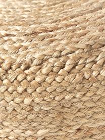 Handgemaakte poef Bono van jute, Bekleding: jute, Beige, Ø 58 x H 21 cm