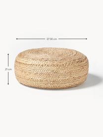 Handgemaakte poef Bono van jute, Bekleding: jute, Beige, Ø 58 x H 21 cm