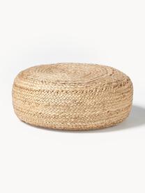 Handgefertigter Pouf Bono aus Jute, Bezug: Jute, Beige, Ø 58 cm, H 21 cm