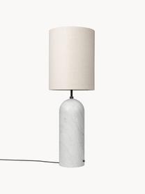 Lampada da terra piccola con luce regolabile e base in marmo Gravity, Paralume: tessuto, Beige chiaro, bianco marmorizzato, Alt. 130 cm
