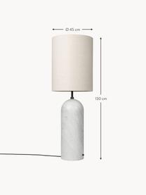 Kleine dimbare vloerlamp Gravity met marmeren voet, Lampenkap: stof, Lampvoet: marmer, Lichtbeige, wit gemarmerd, H 130 cm