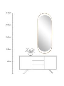 Specchio ovale da parete con cornice dorata Sanou, Cornice: metallo rivestito, Superficie dello specchio: lastra di vetro, Dorato, Larg. 60 x Alt. 168 cm