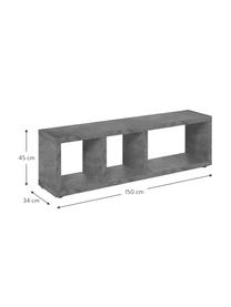 Graues Lowboard Berlin in Beton-Optik, Korpus: Spanplatte in Leichtbau-W, Oberfläche: Melaminschicht., Grau, 150 x 45 cm