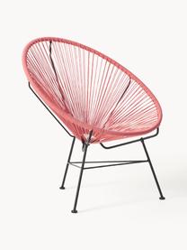 Fauteuil acapulco en plastique tressé Bahia, Rouge corail, larg. 81 x prof. 73 cm