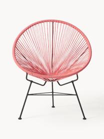 Fauteuil acapulco en plastique tressé Bahia, Rouge corail, larg. 81 x prof. 73 cm