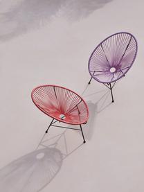 Fauteuil acapulco en plastique tressé Bahia, Rouge corail, larg. 81 x prof. 73 cm