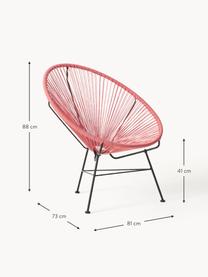 Fauteuil acapulco en plastique tressé Bahia, Rouge corail, larg. 81 x prof. 73 cm