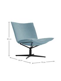 Sillón giratorio de terciopelo Mac-B, tecnología Aquaclean, Tapizado: 100% terciopelo de poliés, Asiento: núcleo de resorte Bonell, Azul claro, negro, An 72 x F 74 cm