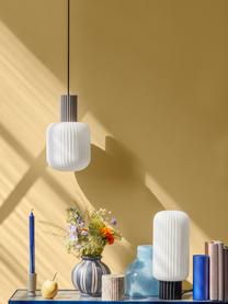 Kleine scandi hanglamp Lolly van glas, Lampenkap: opaalglas, Decoratie: gecoat metaal, Wit, beige, Ø 27 x H 42 cm