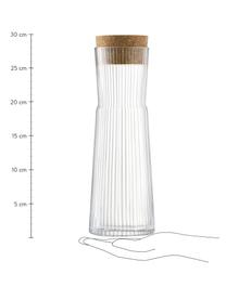 Carafe à surface rainurée et bouchon en liège Gio Line, 1,35 L, Transparent, liège, haut. 30 cm, 1,35 L