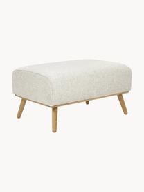 Hocker Archie mit Wollbezug und Holz-Füssen, Bezug: 100% Wolle, Gestell: Kiefernholz, FSC-zertifiz, Beine: Massives Eichenholz, FSC-, Webstoff Hellbeige, B 87 x H 45 cm