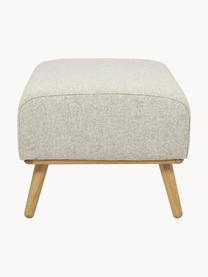 Hocker Archie mit Wollbezug und Holz-Füßen, Bezug: 100% Wolle, Gestell: Kiefernholz, FSC-zertifiz, Beine: Massives Eichenholz, FSC-, Webstoff Hellbeige, B 87 x H 45 cm