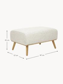 Hocker Archie mit Wollbezug und Holz-Füssen, Bezug: 100% Wolle, Gestell: Kiefernholz, FSC-zertifiz, Beine: Massives Eichenholz, FSC-, Webstoff Hellbeige, B 87 x H 45 cm