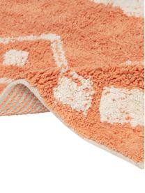 Tappeto bagno con motivo boho arancione/bianco e nappe Fauve, 100% cotone, Arancione, bianco, Larg. 50 x Lung. 70 cm
