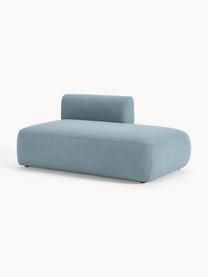 Chaise longue componibile in bouclé Sofia, Rivestimento: bouclé (100% poliestere) , Struttura: legno di abete rosso, tru, Piedini: plastica Questo prodotto , Bouclé blu, Larg. 159 x Prof. 103 cm, schienale a destra