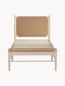 Cama de madera con cabecero de yute Köpenhamn, Estructura: madera de pino chapado en, Patas: madera de fresno, Madera de fresno, beige, An 160 x L 200 cm