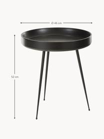 Stolik pomocniczy z drewna mangowego Bowl Table, Blat: drewno mangowe lakierowan, Nogi: stal malowana proszkowo, Drewno mangowe lakierowane na czarno, Ø 46 x W 52 cm