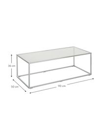 Mesa de centro Maya, tablero de vidrio, Tablero: vidrio laminado, Estructura: metal cromado, Transparente, cromo, An 110 x F 50 cm